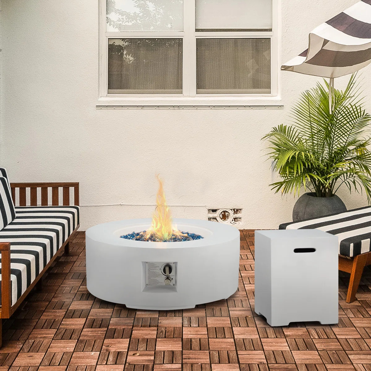 Round Magnesium Oxide Concrete Propane Smokeless Fire Pit | Wayfair North America