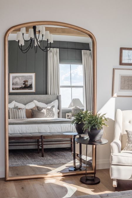 Shop our bedroom! Love this floor mirror so much! It’s a more affordable option to the anthro and rejuvenation mirrors, and it’s BIGGER! 🙌🏼

Bedroom, bed, curtains, chandelier, nightstands, pillows, side table, faux tree, bench, art

#LTKunder100 #LTKhome #LTKFind