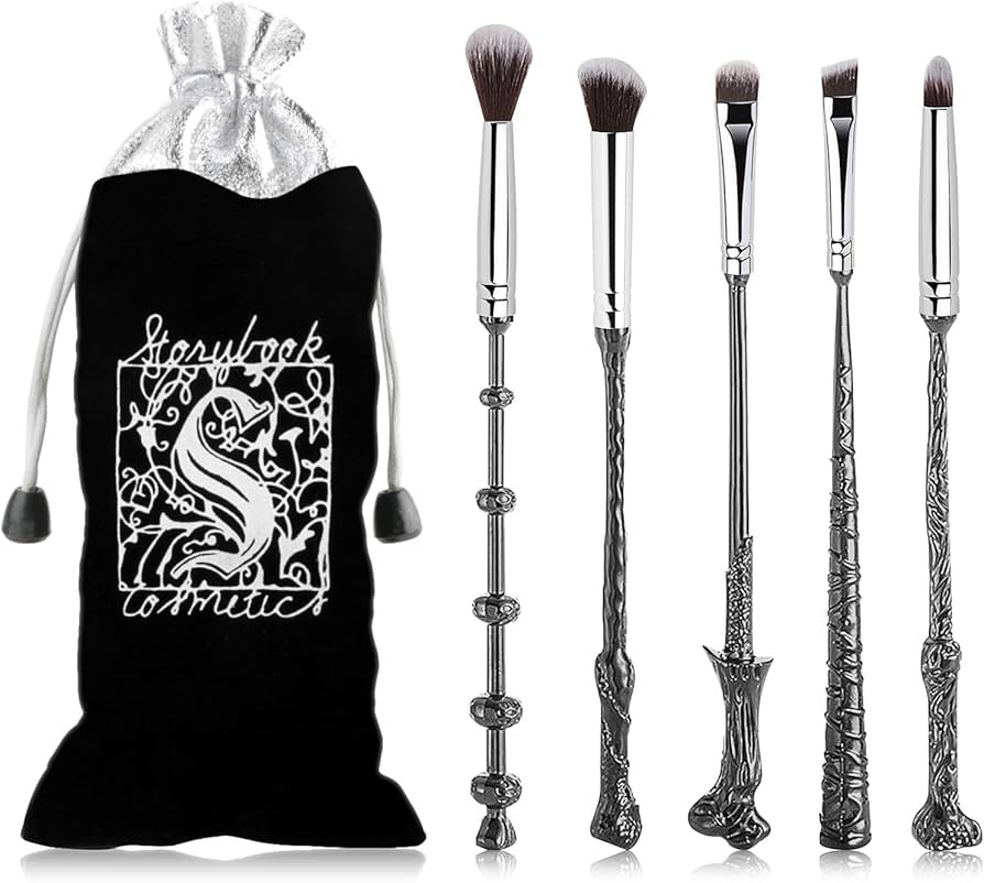 Wand Makeup Brushes Set, WeChip Make Up Brush Set Gifts for Women Girls 5pcs(Silver) | Amazon (US)