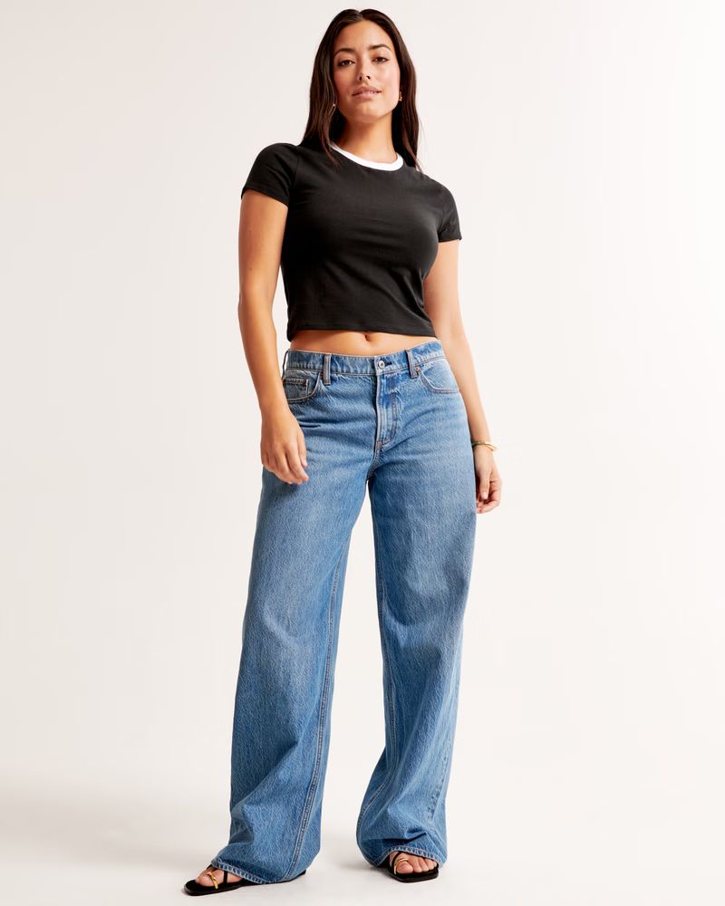 Curve Love Low Rise Ultra Loose Jean | Dark Blue Jeans | Abercrombie Jeans | Abercrombie & Fitch (US)