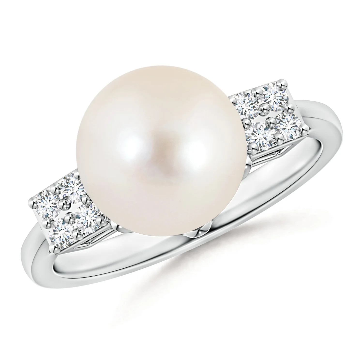 Freshwater Pearl Ring with Cluster Diamonds | Angara Inc.