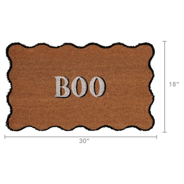 My Texas House Halloween Multicolor Scallop Boo Outdoor Coir Doormat, 18" x 30" | Walmart (US)