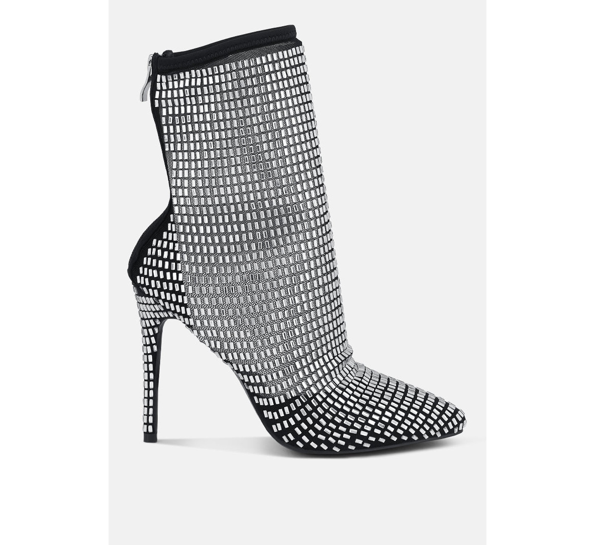 Fortunate Rhinestones Embellished Mesh Boots - Black | Macy's