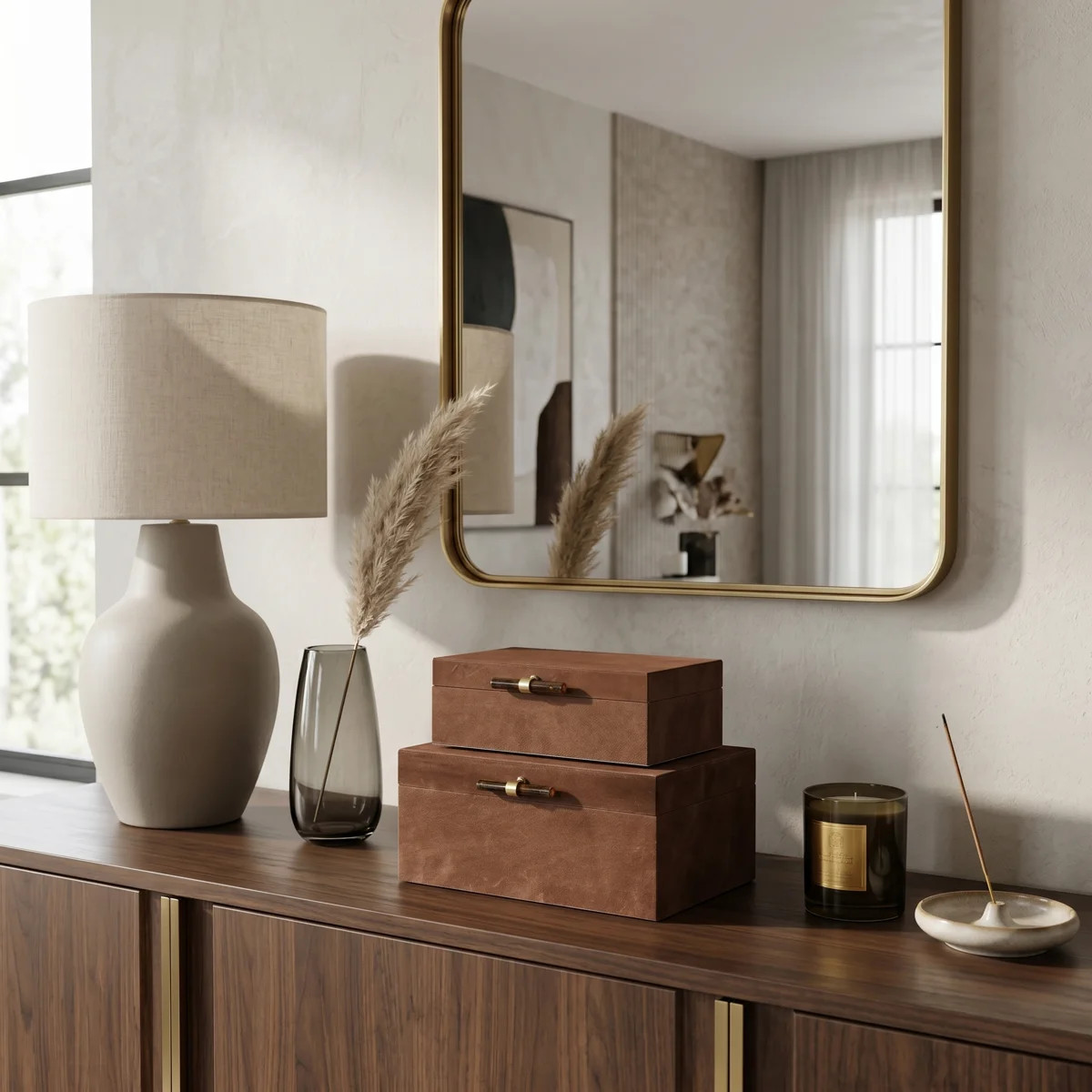 Latiara Decorative Retangular Suede Box With Lid And Tiger Eye Handles For Home Decor - Decorativ... | Wayfair North America