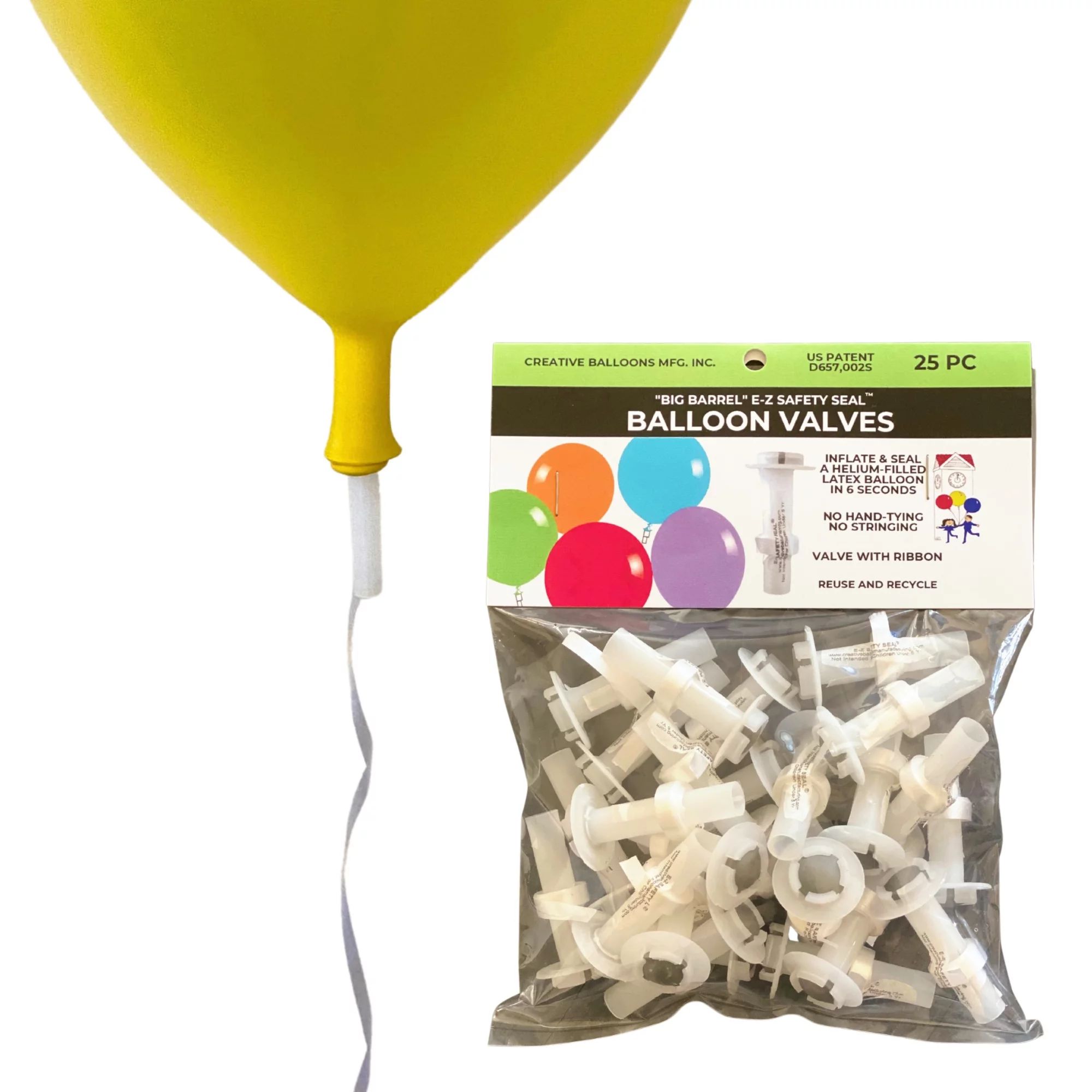 Big Barrel E-Z Safety Seal Balloon Valves - Quickly Seals Latex Balloons - 25 Ct - Walmart.com | Walmart (US)
