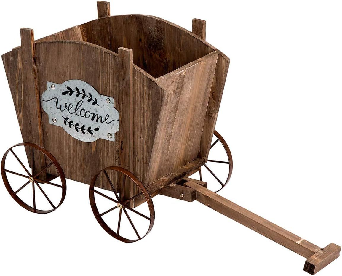 Welcome Wagon Wooden Planter Box, Amish Wagon Decorative Indoor/Outdoor Planter | Amazon (US)