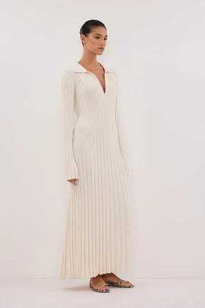 HAL PLASTER LONG SLEEVE KNIT MIDI DRESS | DISSH