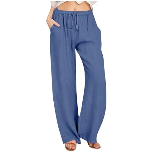 Linen Pants Women Summer Women Linen Pants Womens White Linen Pants 100% Linen Pants for Women Linen Outfits Women Linen Outfits, XX-Large, 16-Blue | Amazon (US)