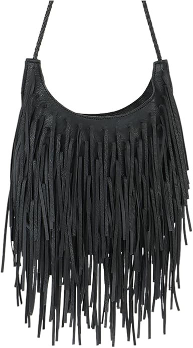 Oweisong Leather Fringe Bag for Women Boho Crossbody Purse Suede Western Fringe Purse Vintage Hob... | Amazon (US)