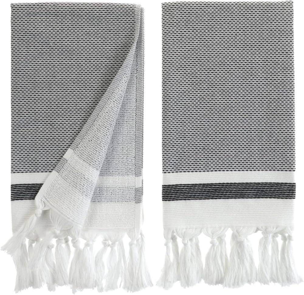 Turkish Hand Towels for Bathroom, Kitchen Towels Decorative Set of 2, Luxury Turkish Cotton Dish ... | Amazon (US)