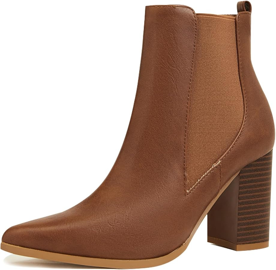 Women's Chunky High Heel Ankle Booties LD0464-SERIES | Amazon (CA)