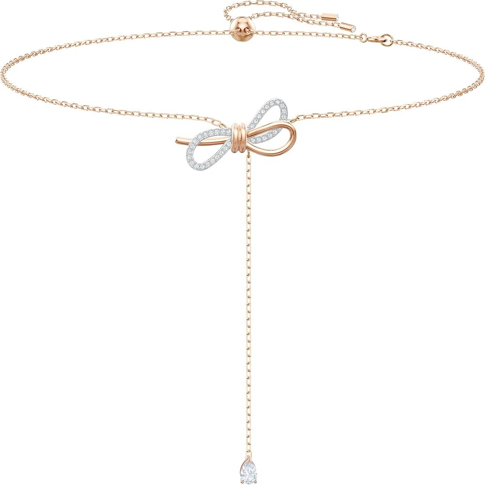 Swarovski Lifelong Bow Necklace and Bracelet Jewelry Collection, Clear Crystals, Rhodium Finish | Amazon (US)