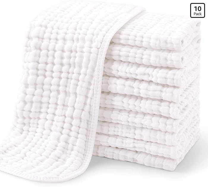 Yoofoss Muslin Burp Cloths for Baby 10 Pack 100% Organic Cotton Baby Washcloths for Boys Girls La... | Amazon (US)