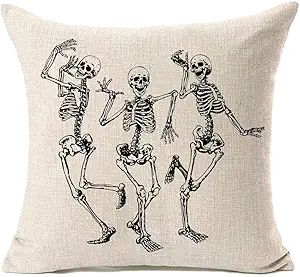 Halloween Skull Pillow Covers,MFGNEH Home Decor Halloween Gifts Cotton Linen Sofa Throw Pillow Ca... | Amazon (US)