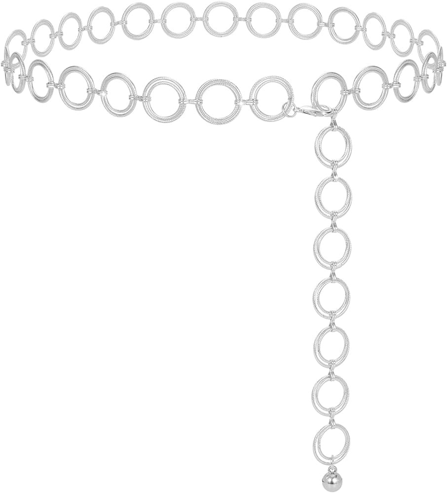 WERFORU Women Metal Link Body Chain Belt Ladies Waist Chain Belts for Jeans Dress | Amazon (US)