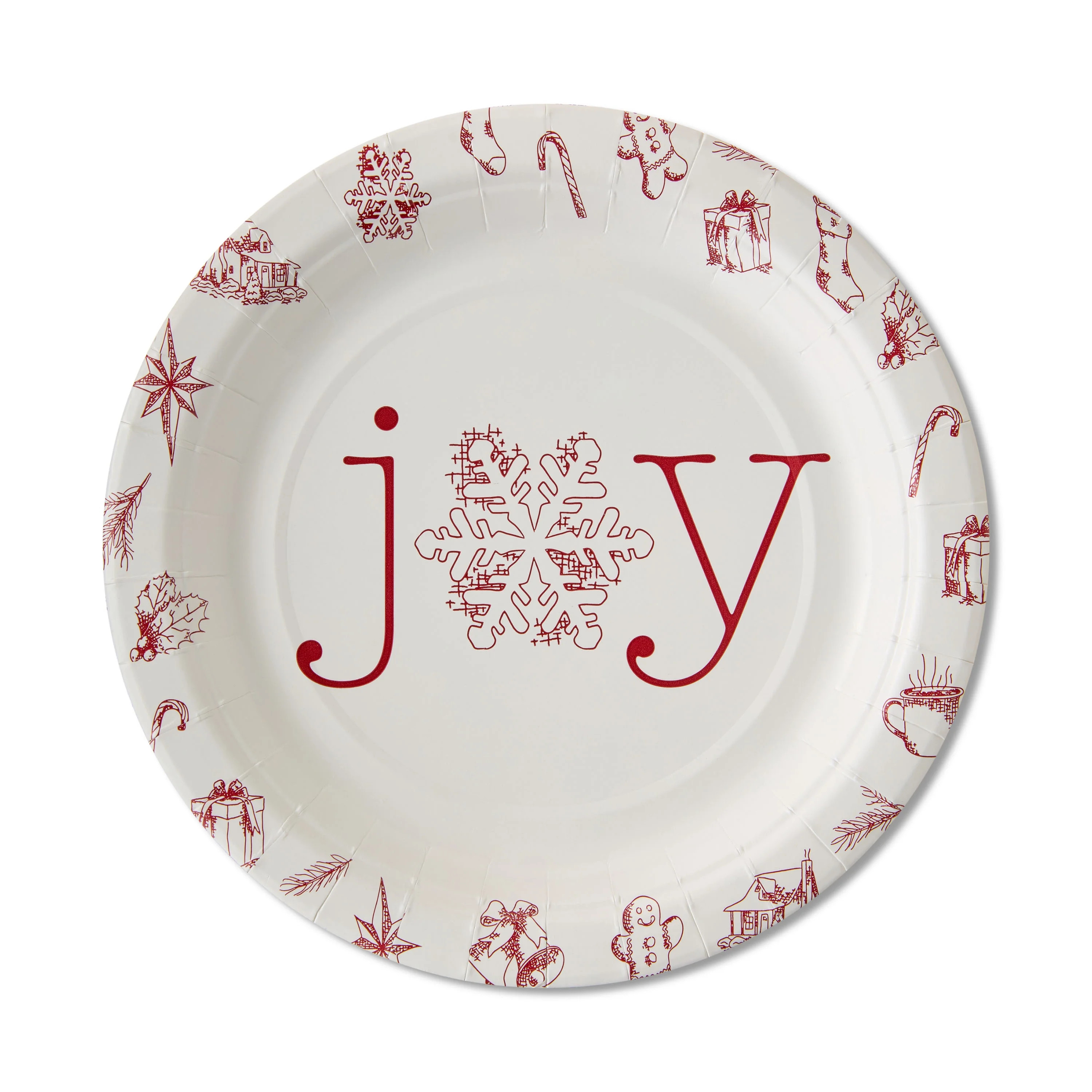 Christmas Joy Snowflake Disposable Paper Plates, Red and White, 7", 24 Count, by Holiday Time | Walmart (US)