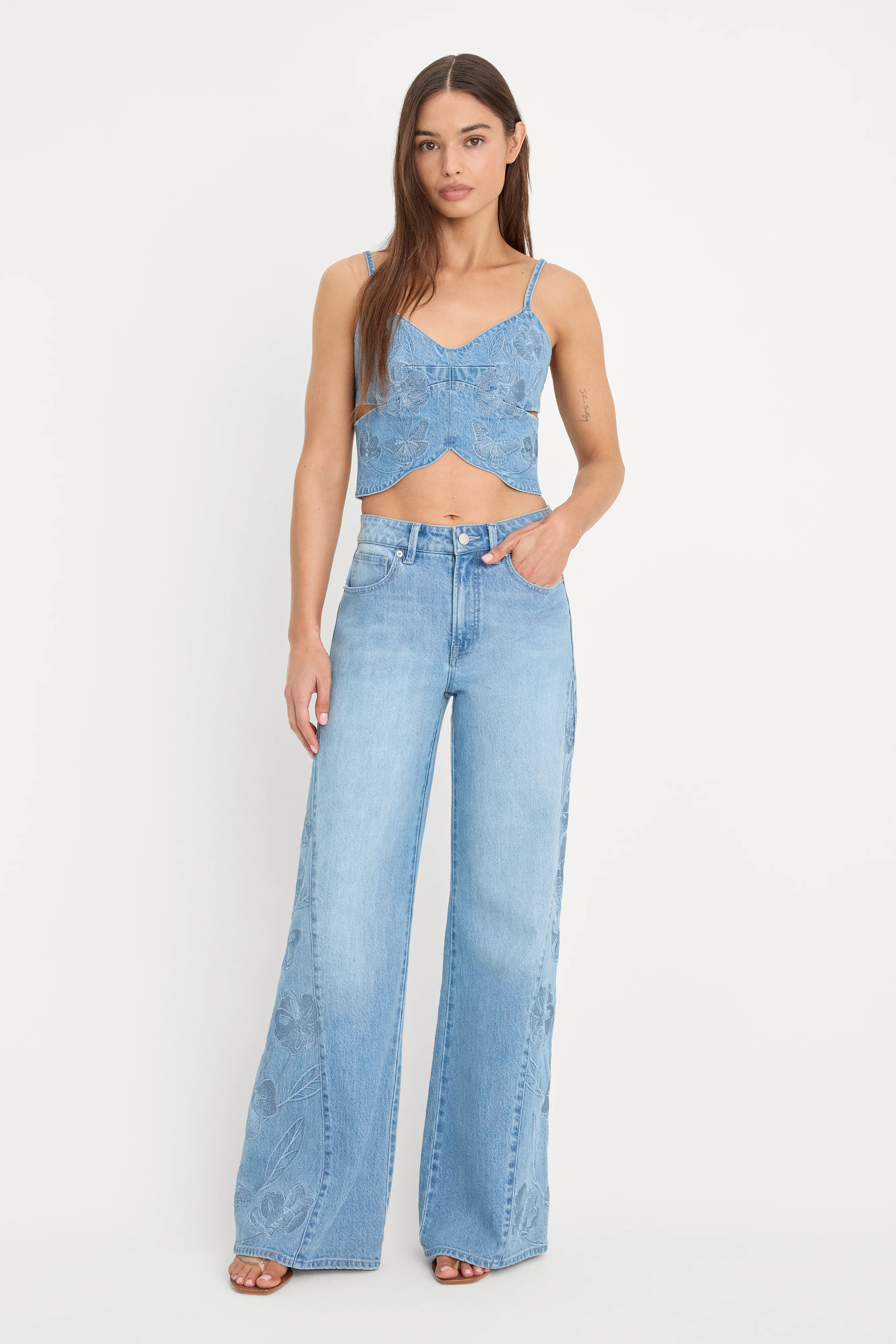 DOLLY JOLEANS EMBROIDERED GOOD WAIST PALAZZO JEANS | INDIGO1202 - GOOD AMERICAN | Good American