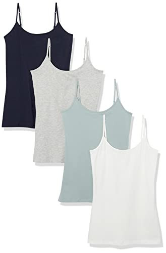 Amazon Essentials Women's Slim-Fit Camisole, Pack of 4, Grey/Navy/Turquoise Green/White, XX-Large | Amazon (US)