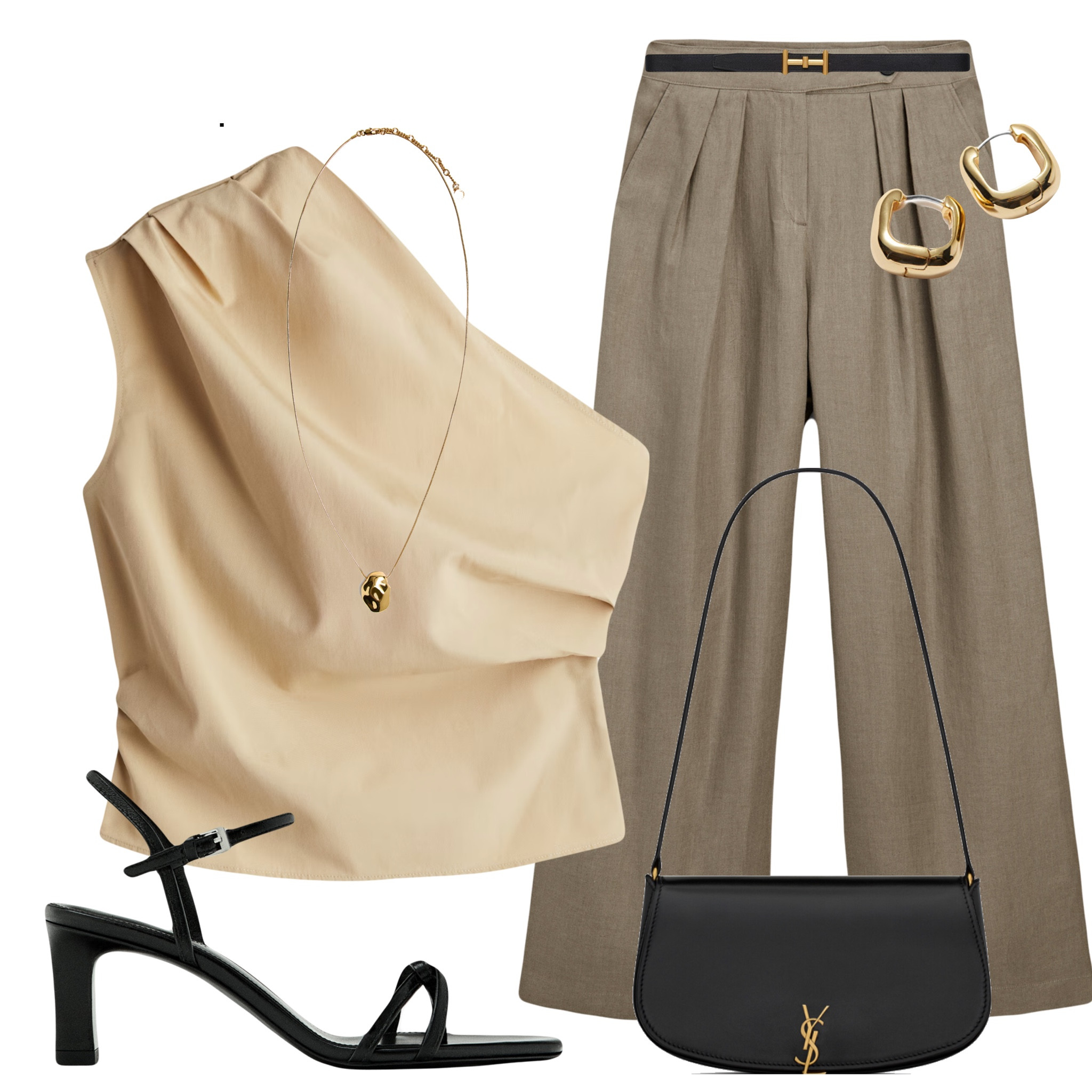 Soft shades 🖤 Styling gorgeous asymmetric top with linen trousers for a breezy stylish summer look. 

Tags: Asymmetric top, wide-leg pants, linen trousers, mini voltaire in box Saint Laurent bag, strappy heeled sandals, easy styling, simple everyday look, chic & basic outfit, verano, effortless, Parisian look, casual outfit, capsule wardrobe, summer style, summer fashion, summer look, summer outfit, brunch style, high street, linen essentials. 

#LTKbag #LTKsummer #LTKstyletip