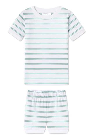 Kids Shorts Set in Meadow White Stripe | Lake Pajamas
