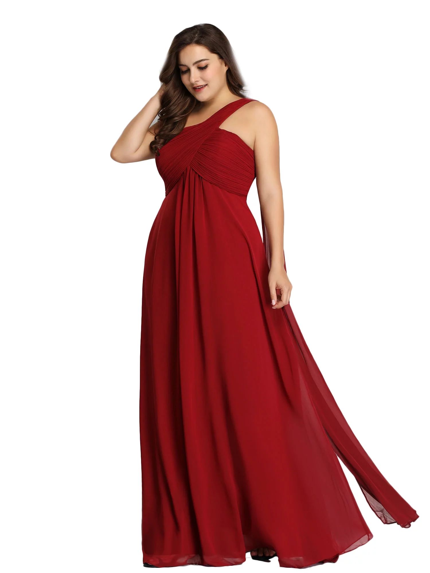 Ever-Pretty Womens Plus Size Long Ruched Bust Evening Prom Party Dresses for Women 98162 Burgundy... | Walmart (US)