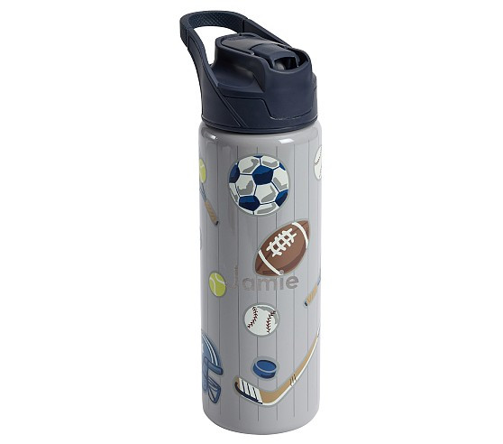 Pinstripe Sports Glow-in-The-Dark Mackenzie Water Bottle | Pottery Barn Kids