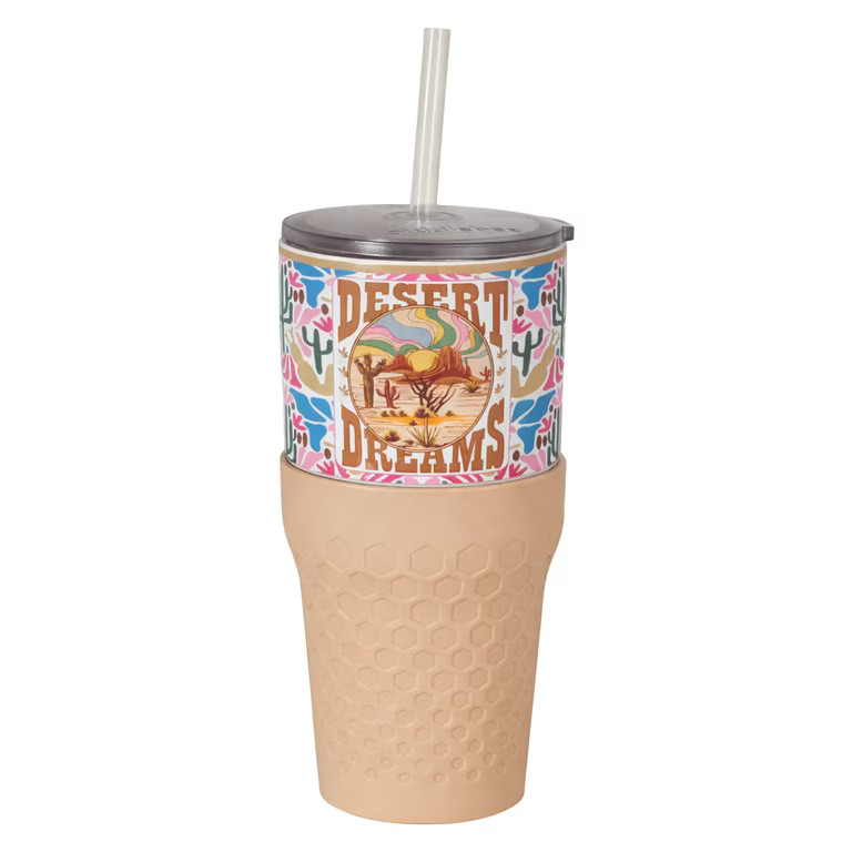 Biddlebee 30oz Insulated Stainless Steel Tumbler with Straw and Silicone Boot, Desert Dreams | Walmart (US)