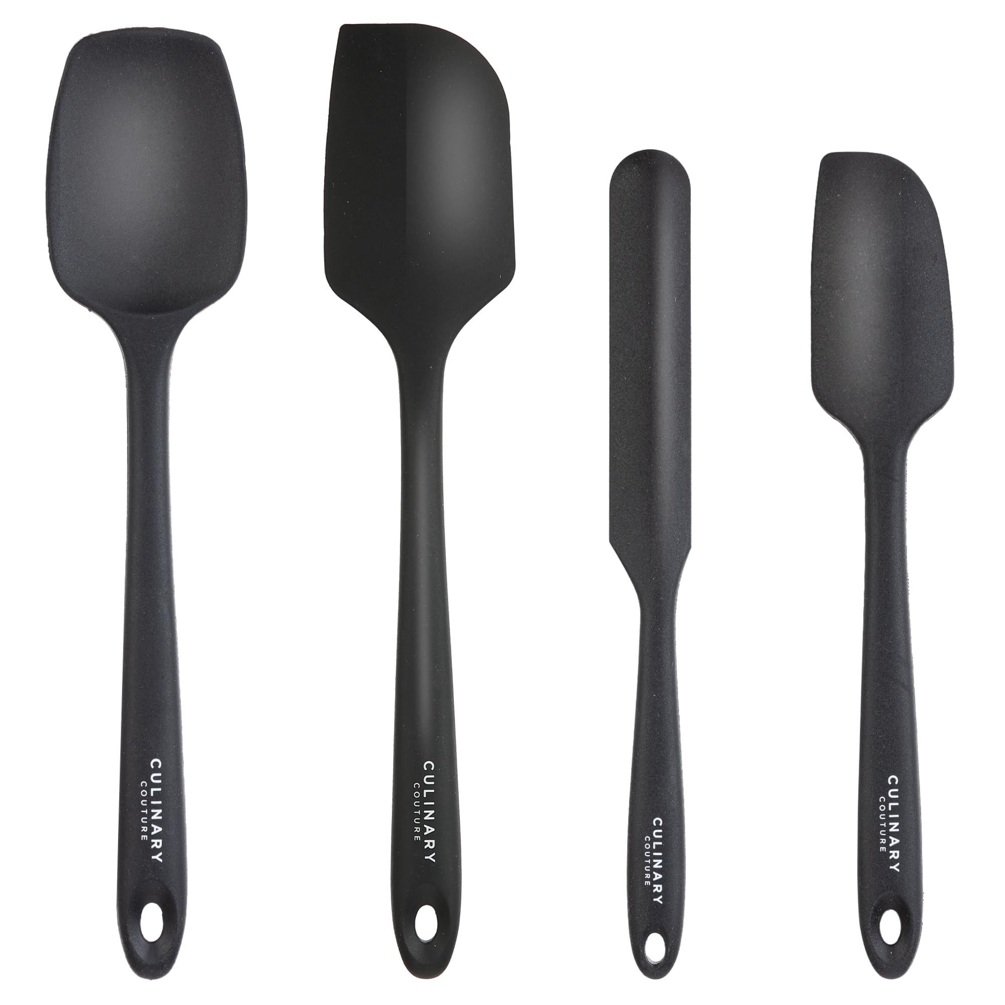 4-Piece Black Baking Spatula Set - Holiday Baking Essentials, Rubber Spatulas Silicone Heat Resis... | Amazon (US)