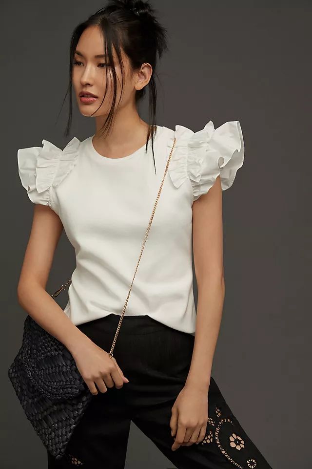 By Anthropologie Woven Ruffle Top | Anthropologie (US)