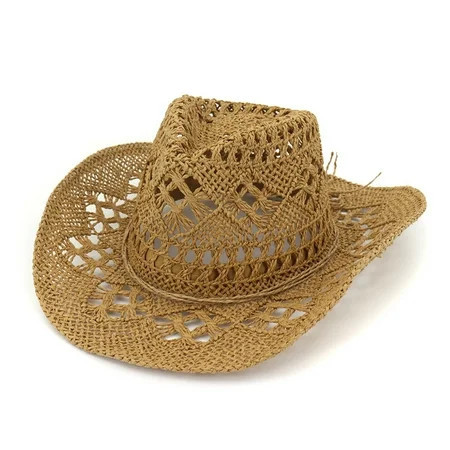 GENEMA Trendy Hand-woven Straw Hat Cowboy Hat All-match Sunshade for Valentine s Day | Walmart (US)