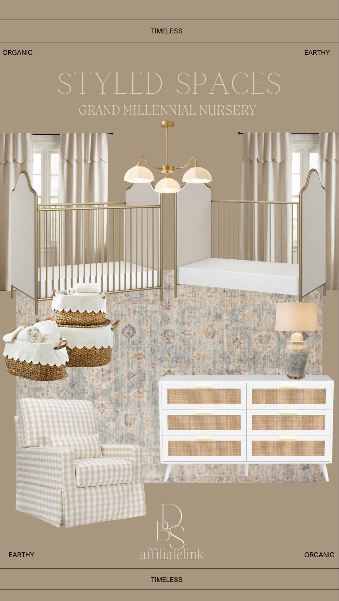 The perfect grand millenial nursery 🤎🤍 

Nursery, checkered rocking chair, home, decor, baby, kids room, white dresses, lamps, gold crib    

#LTKKids #LTKHome #LTKBaby