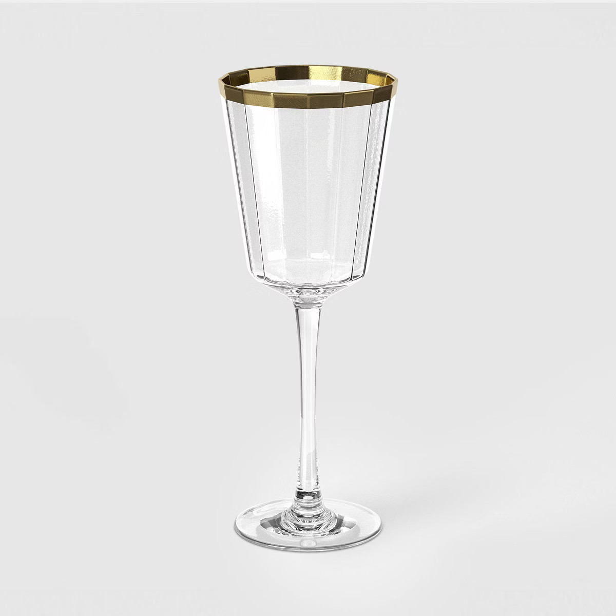 9.1 fl oz Faceted Stemmed Wine Glass Gold Rimmed Clear - Threshold™ | Target