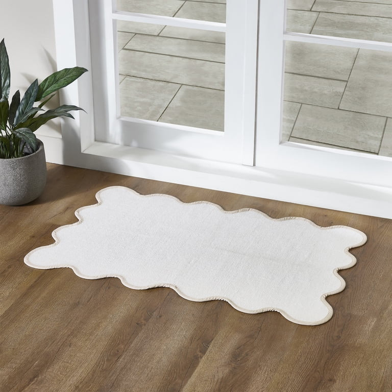 My Texas House White Scallop Indoor/Outdoor Layering Rug, 24" x 38" | Walmart (US)