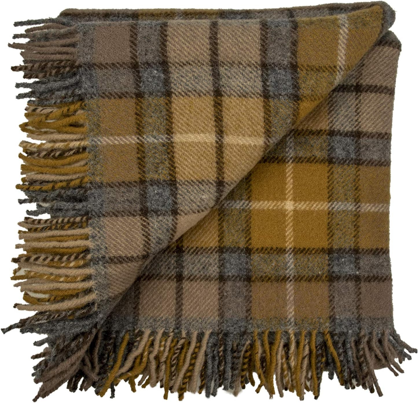 Prince of Scots Highland Tartan Tweed 100% Pure New Wool Fluffy Throw (Natural Buchanan) | Amazon (US)
