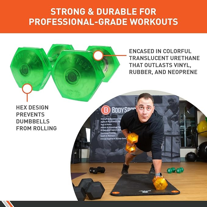 Body Sport Urethane Aerobic Dumbbells Pair, Premium Hand Weights with Solid Steel Core & Ergonomi... | Amazon (US)