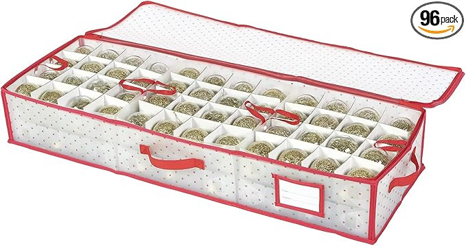 Plastic Christmas Ornament Storage Box Zippered Closure - Stores up to 96 of The 3-inch Standard ... | Amazon (US)