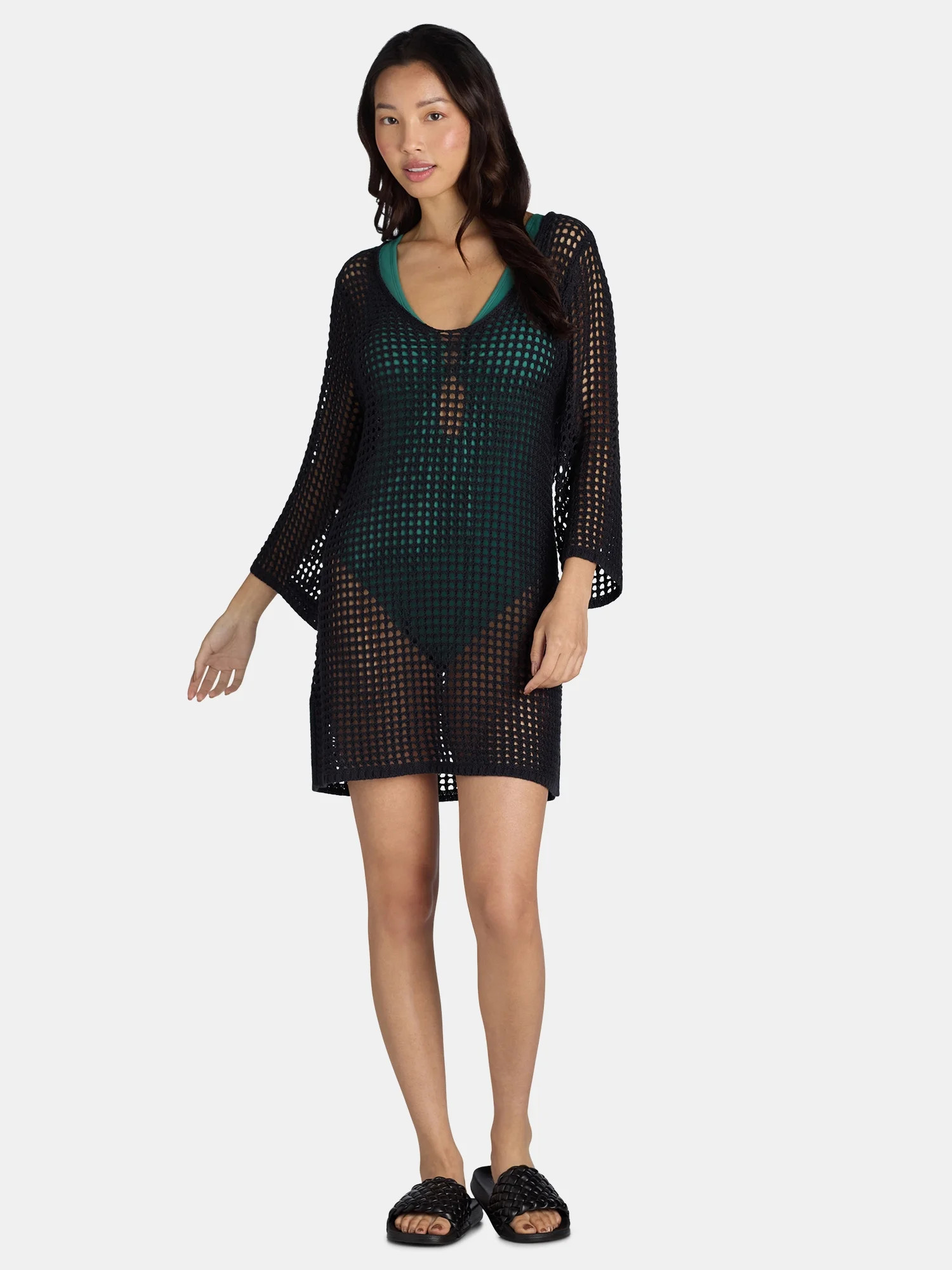 Time and Tru Women's and Women’s Plus Crochet Coverup Dress, Sizes XS-2X | Walmart (US)