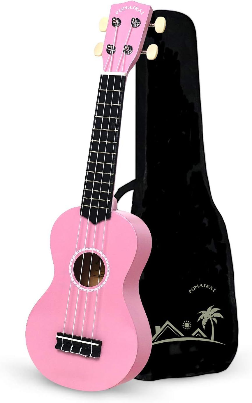 POMAIKAI Soprano Ukulele for Beginners, 21 Inch Kids Ukulele with Gig Bag (Pink) | Amazon (US)