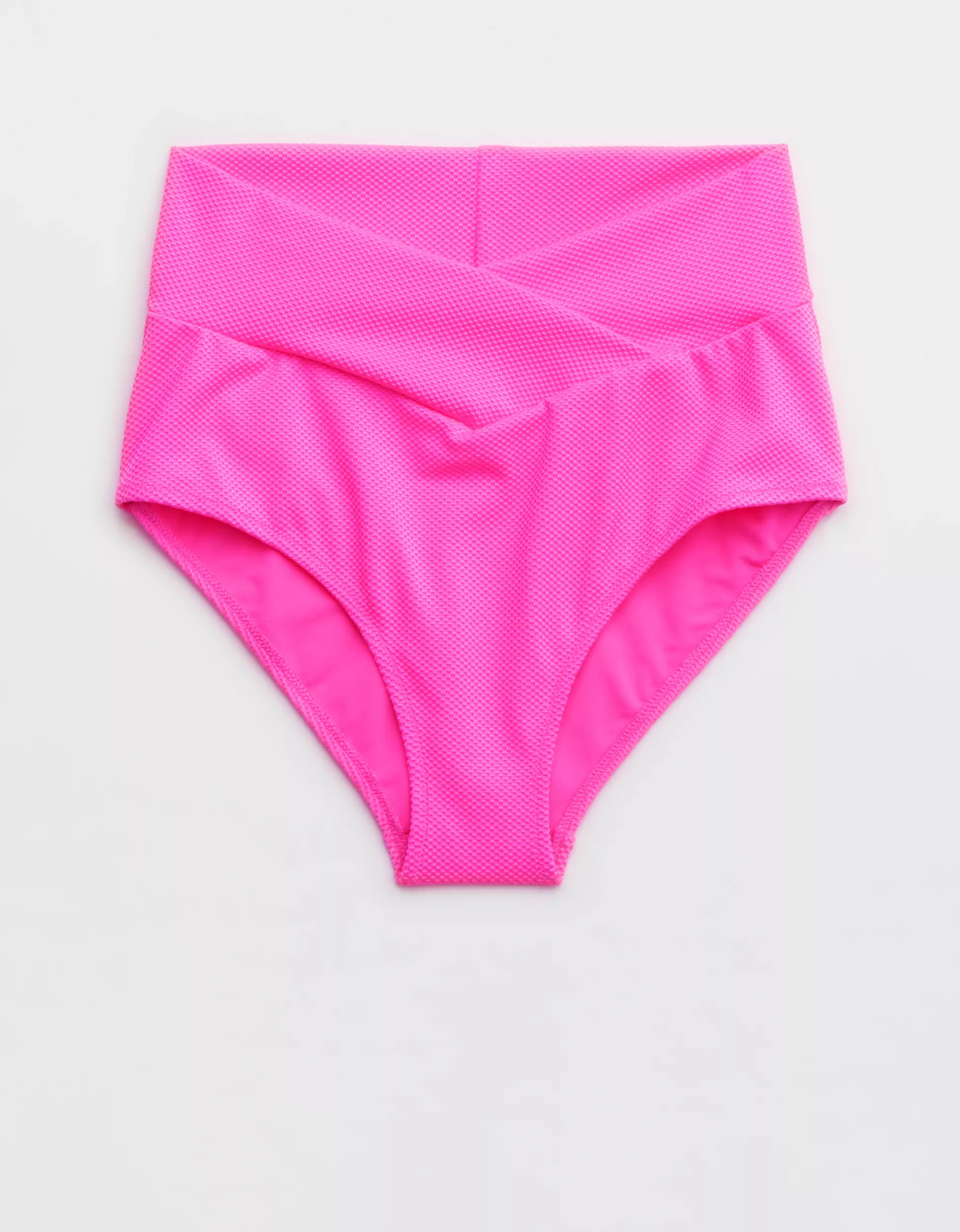 Aerie Shine Pique Crossover High Waisted Bikini Bottom | Aerie