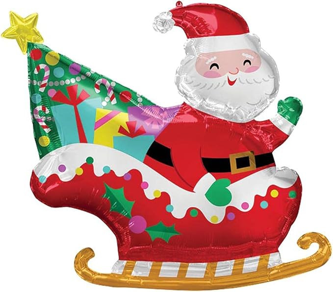 Santa Sleigh Jumbo 30" Foil Christmas Party Balloon | Amazon (US)