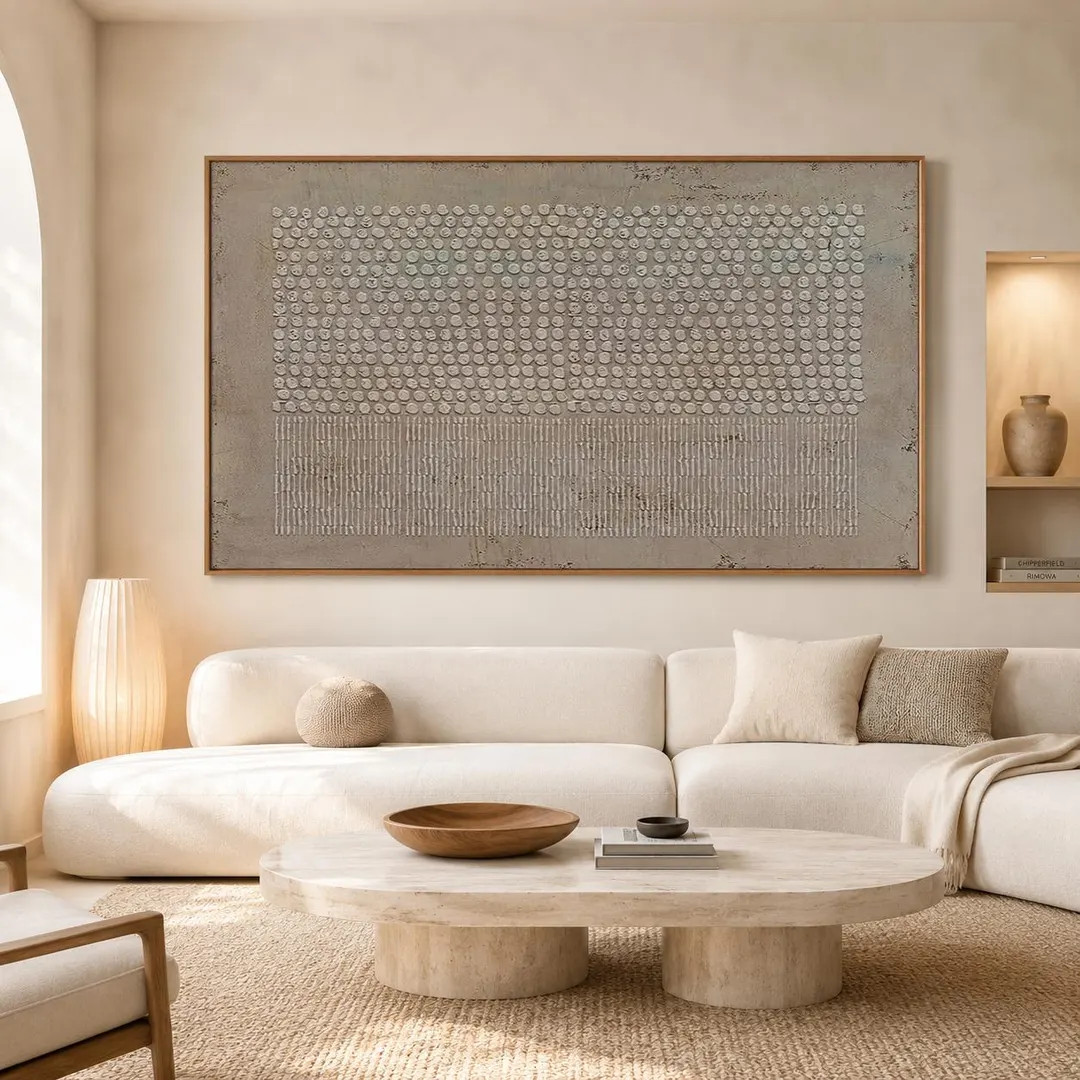 Large Wabi Sabi Wall Art Brown Textured Abstract Canvas Painting for Living Room Decor | Etsy (Global)