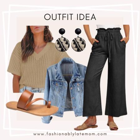 Outfit idea! 
Jean jacket
Earrings 
Sandals 

#LTKstyletip #LTKshoecrush