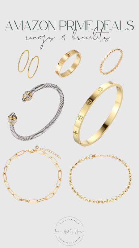 Trending bracelets and rings on sale for Amazon prime early access. 

Gold jewelry, stacking rings, stacking bracelets 

#LTKunder50 #LTKstyletip #LTKsalealert