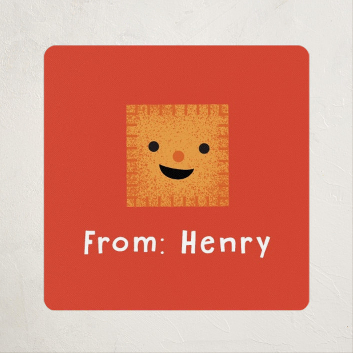 "Cheezy" - Customizable Custom Stickers in Orange by Annie Holmquist. | Minted