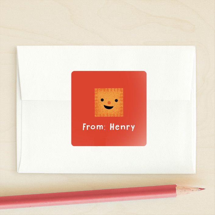 "Cheezy" - Customizable Custom Stickers in Orange by Annie Holmquist. | Minted