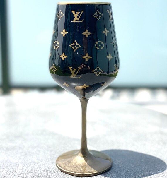 LV design inspired wine glass | Etsy (US)