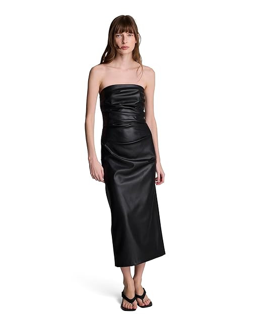 Kenneth Cole Womens Strapless Faux Leather Midi Dress | Amazon (US)