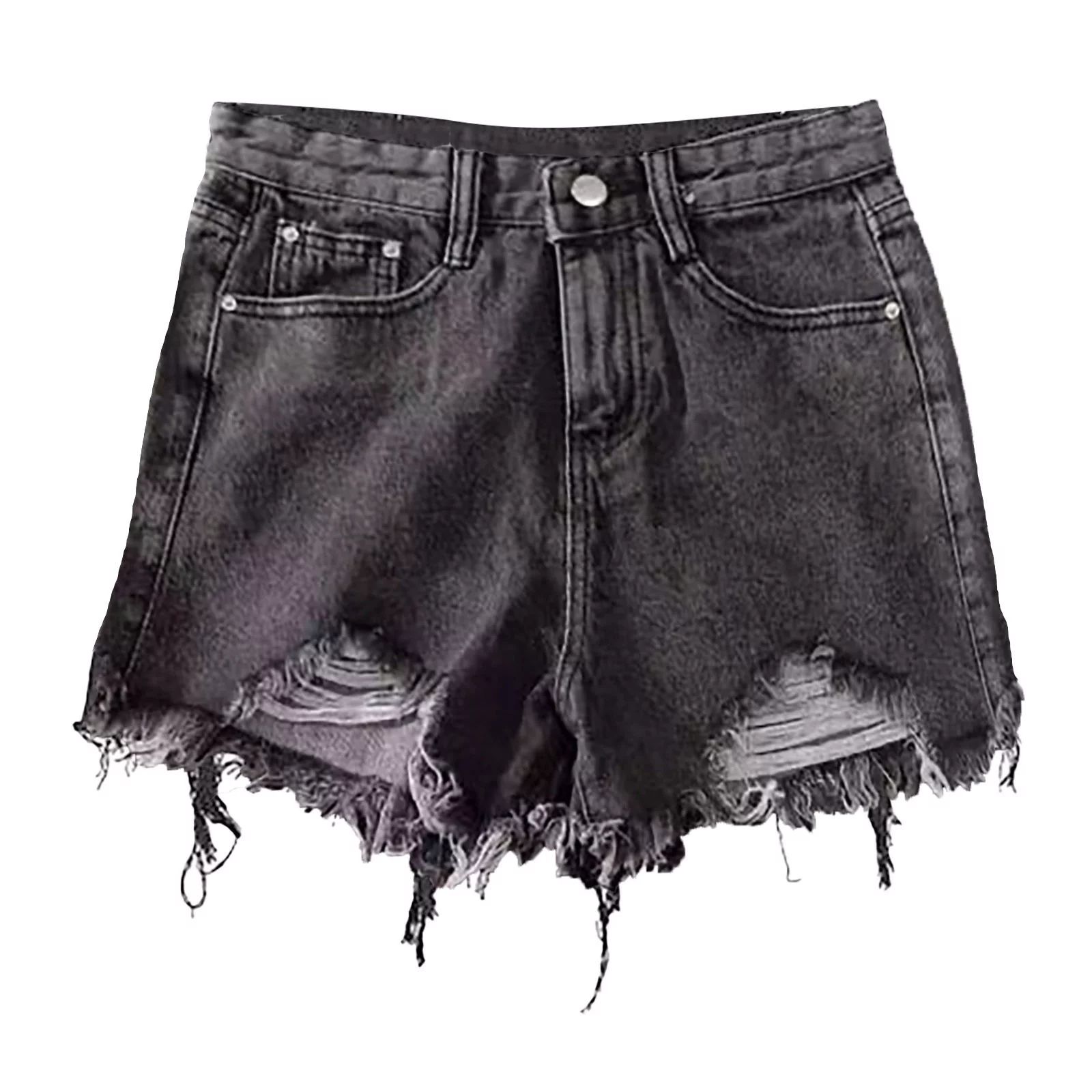 nsendm Denim Shorts for Women 7 Inch Inseam Women's Ripped Denim Shorts Mid Rise Distressed Jean ... | Walmart (US)