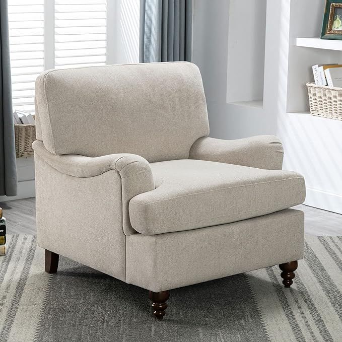 Comfort Pointe Clarendon Sea Oat Beige Polyester Fabric Upholstered Transitional Arm Chair | Amazon (US)
