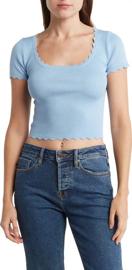 Blu Pepper Scallop Edge Short Sleeve Sweater | Nordstromrack | Nordstrom Rack